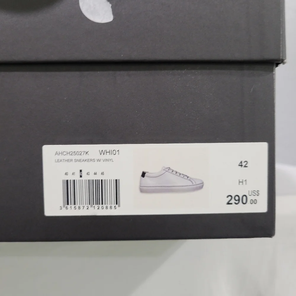 The Kooples Men Low Sneakers White Leather Mens Size 8 /Women 9.5 NEW